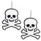 Contemporary Home Living Set of 2 Black and White Foam Skull and Crossbones Hanging Halloween Decoration 21"